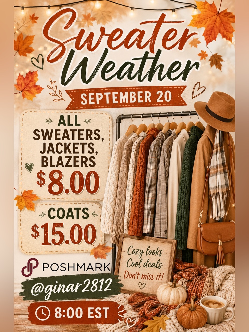 Sweater Weather show!!! Sunday 8:00 EST.